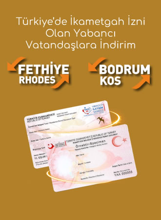 Discount for Foreign Citizens with Residence Permit in Turkey | Fethiye Rhodes Ferry Ticket | Bodrum Kos Ferry Ticket